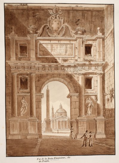 Veduta della Porta Flaminia, o Porta del Popolo, 1833 da Agostino Tofanelli